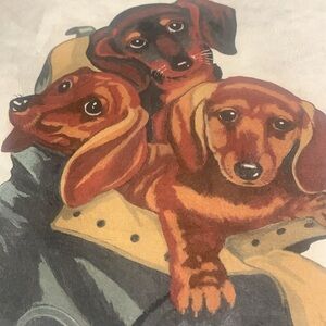 Vintage Original Dachshund dog felt painting “ THERES NO PLACE LIKE HOME”